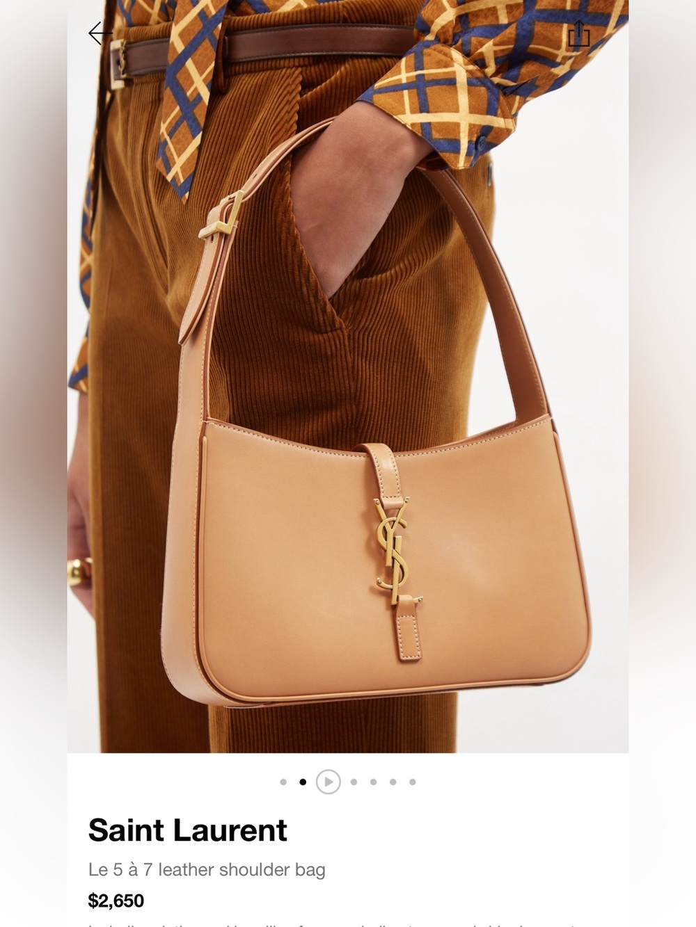 Saint Laurent Le 5 à 7 Leather Shoulder Bag YSL Beige - Picture 3 of 17